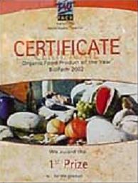 El certificado que da cuenta del primer lugar en la BIOFACH